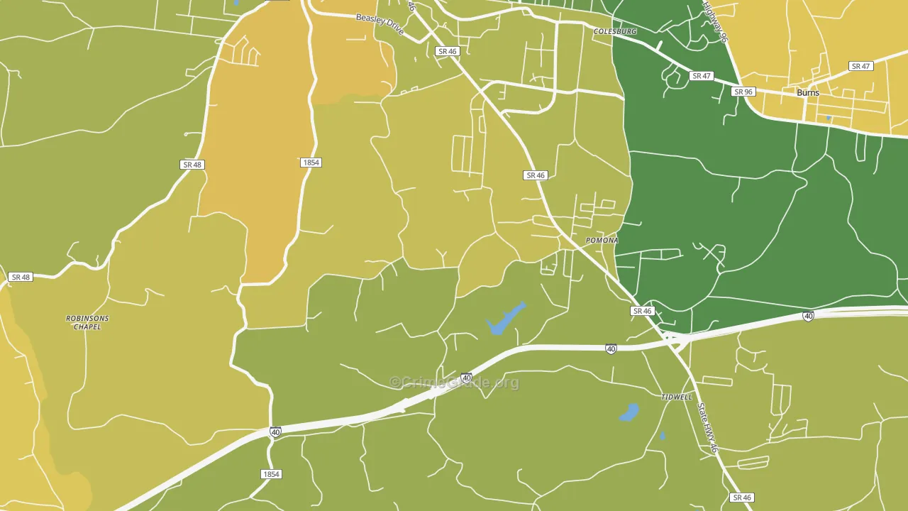 Pomona, TN Map of Murder Rates