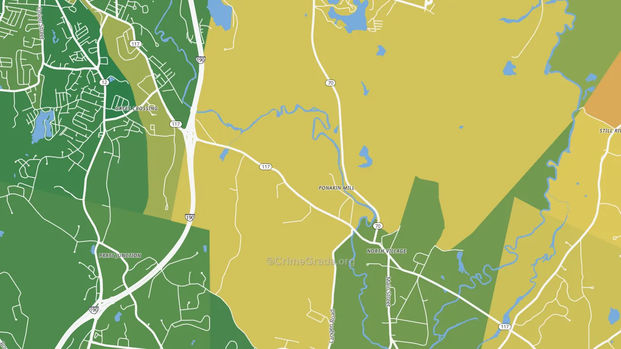 Ponakin Mill, MA Map of Murder Rates
