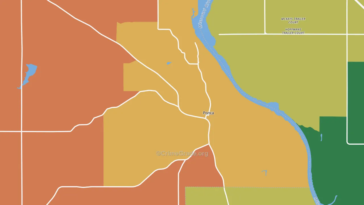 Ponca, NE Map of Murder Rates