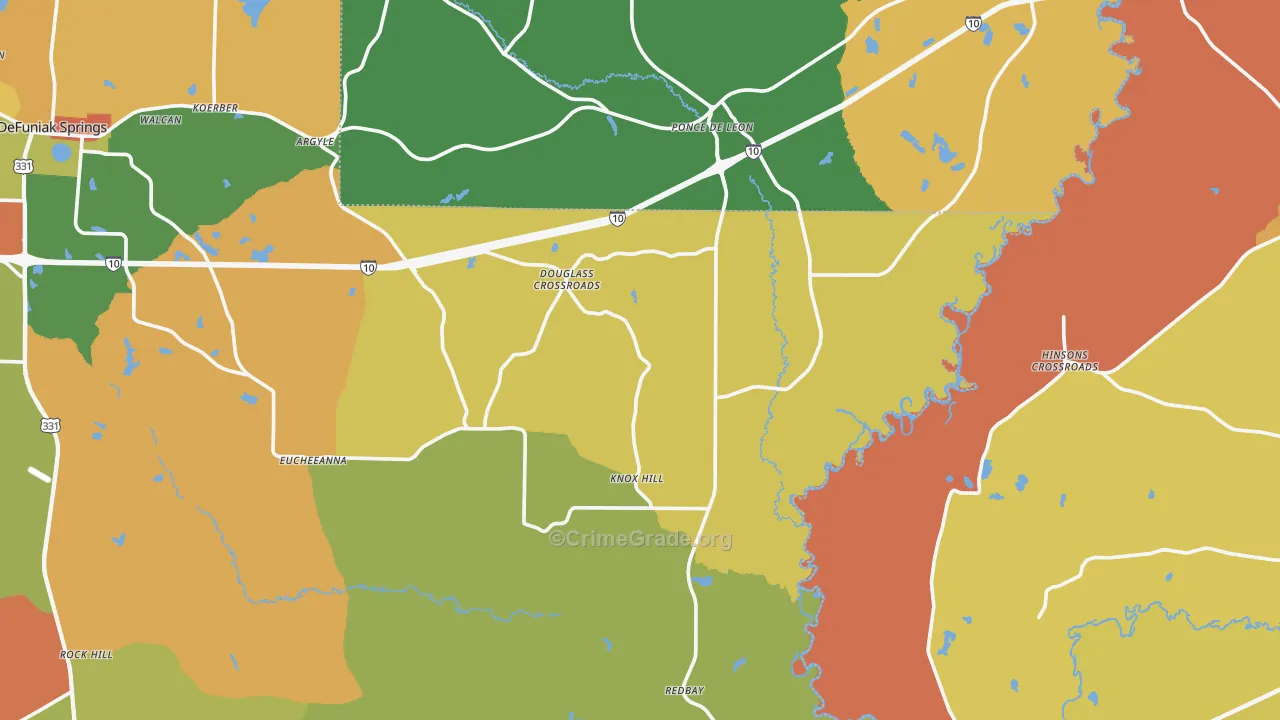 Ponce de Leon, FL Map of Murder Rates