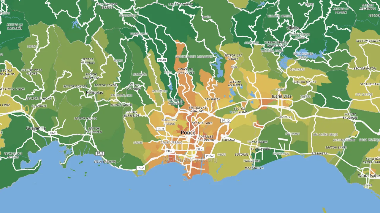 Ponce, PR Map of Murder Rates