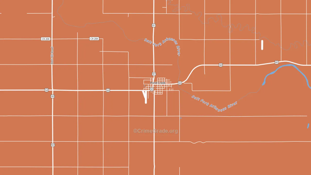 Pond Creek, OK Map of Murder Rates