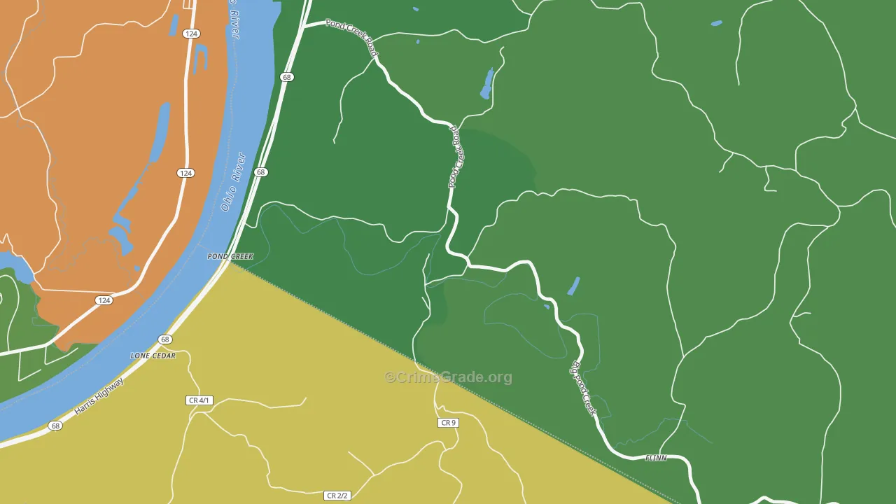 Pond Creek, WV Map of Murder Rates