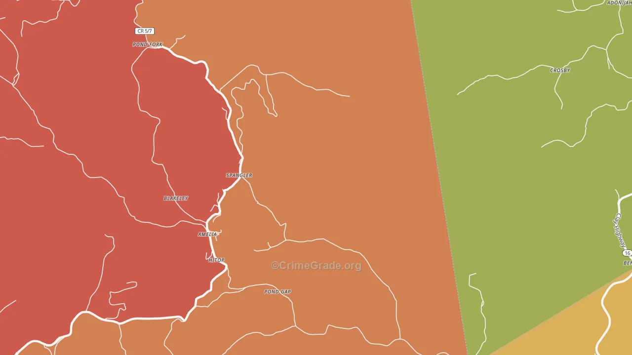 Pond Gap, WV Map of Murder Rates