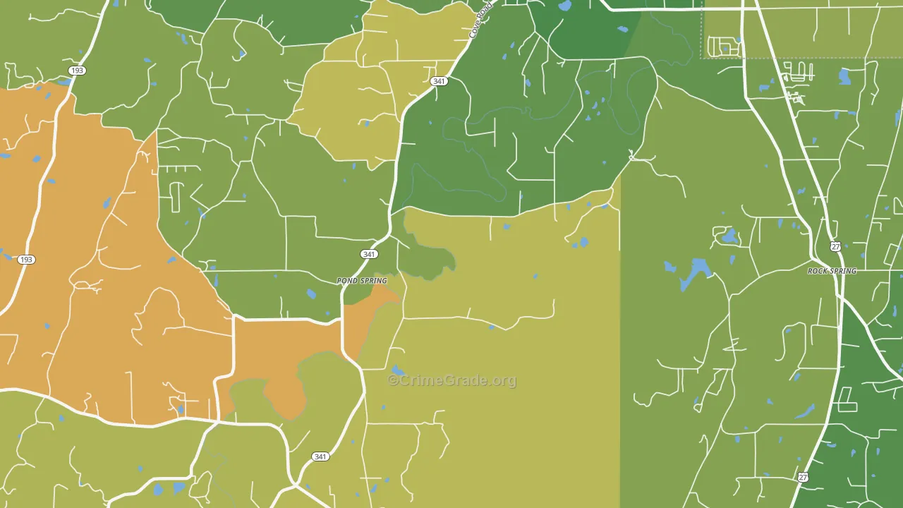 Pond Spring, GA Map of Murder Rates