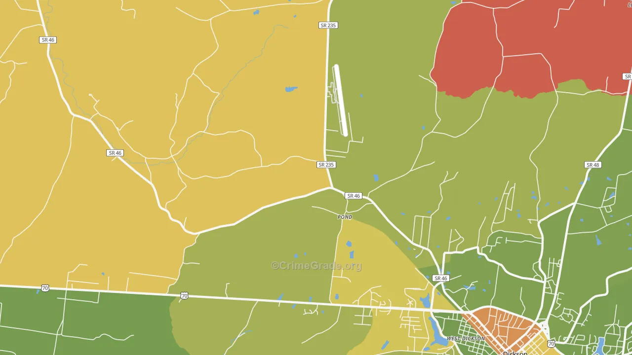 Pond, TN Map of Murder Rates