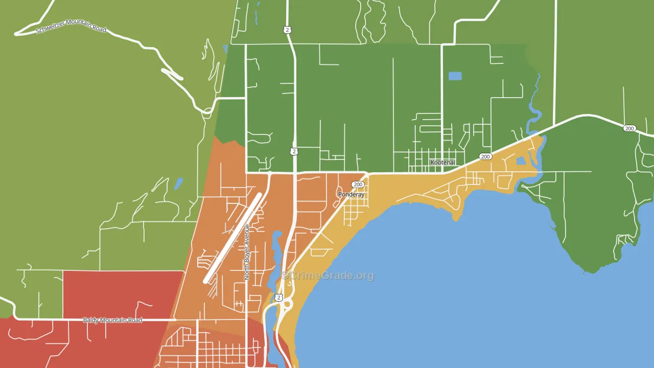 Ponderay, ID Map of Murder Rates