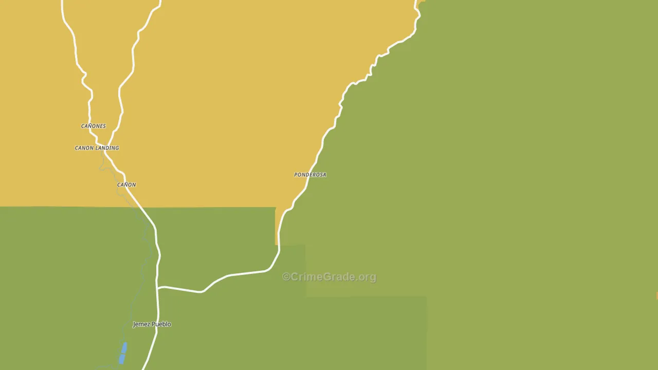 Ponderosa, NM Map of Murder Rates