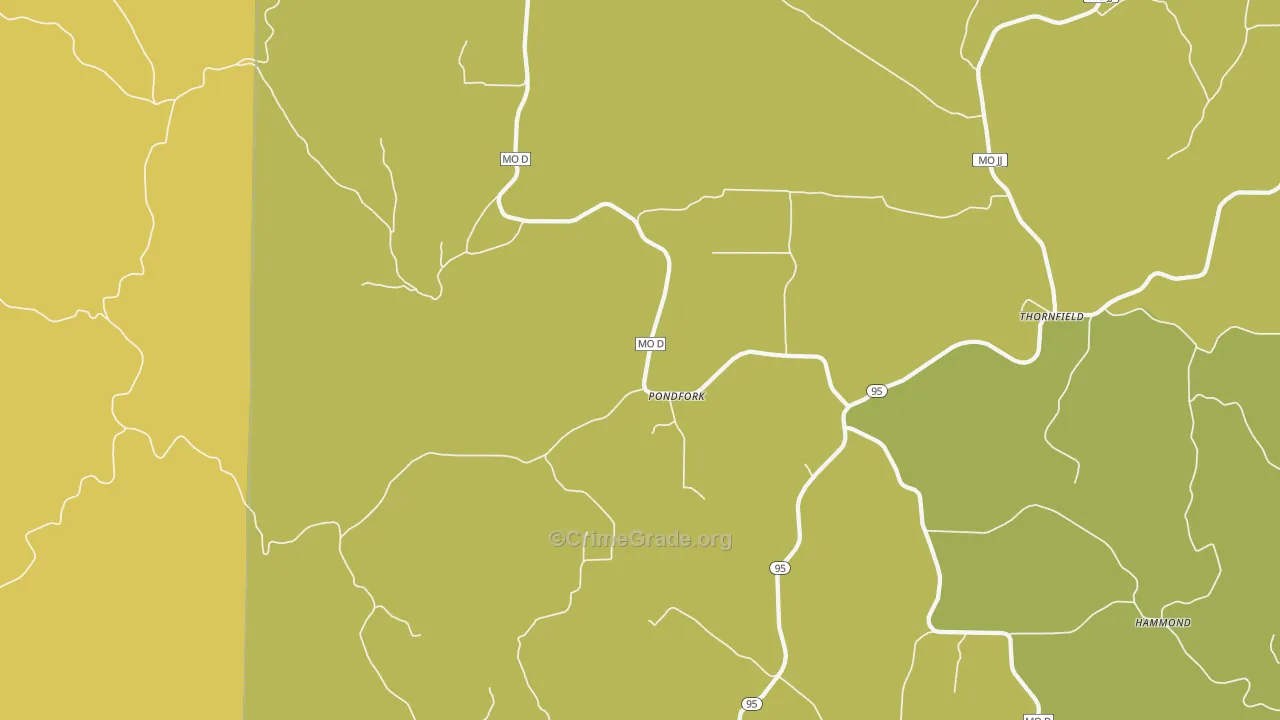 Pondfork, MO Map of Murder Rates