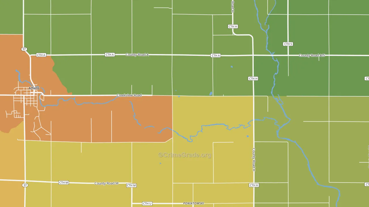 Poniatowski, WI Map of Murder Rates