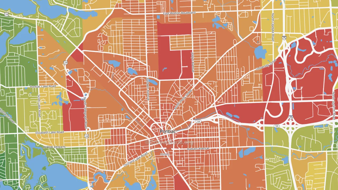 Pontiac, MI Map of Murder Rates