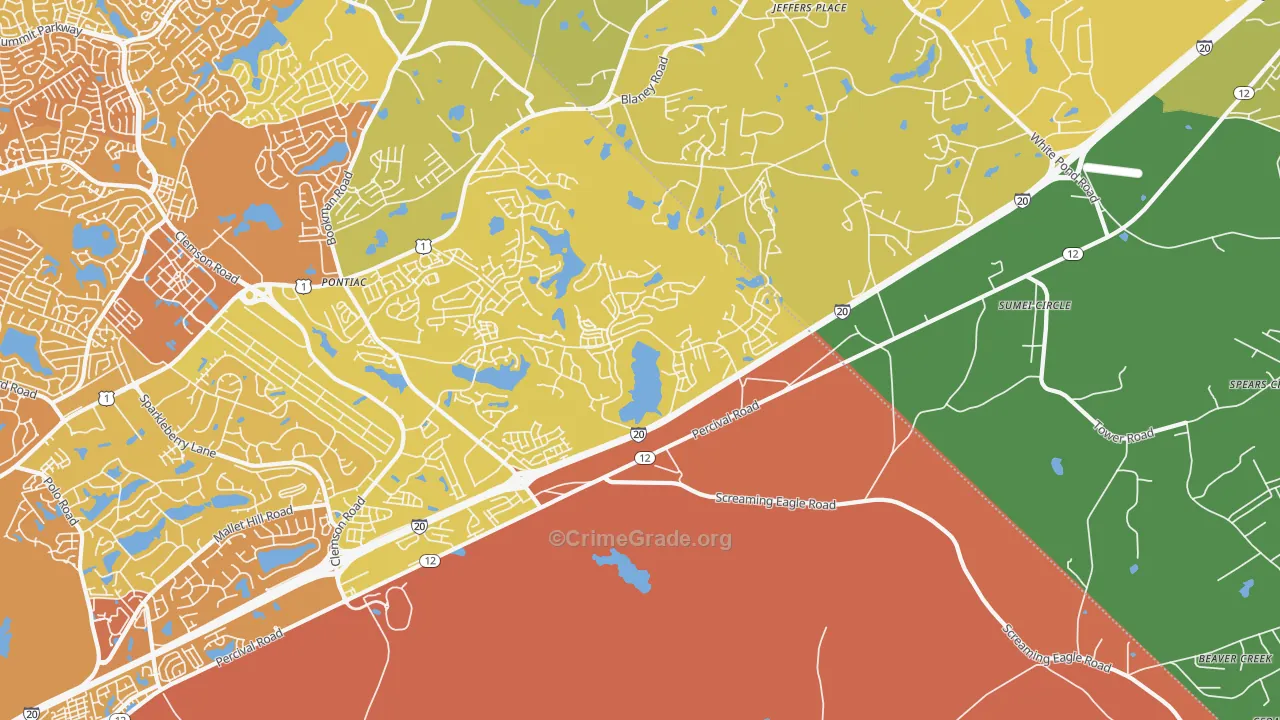 Pontiac, SC Map of Murder Rates