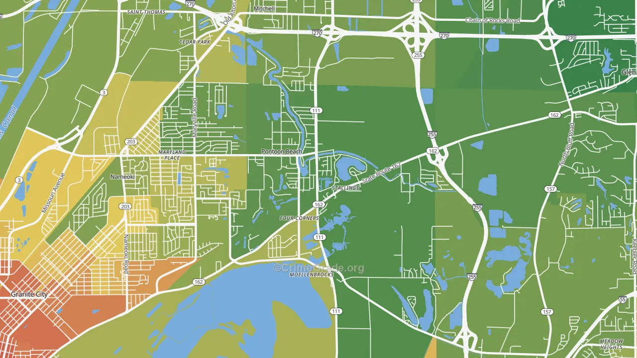 Pontoon Beach, IL Map of Murder Rates