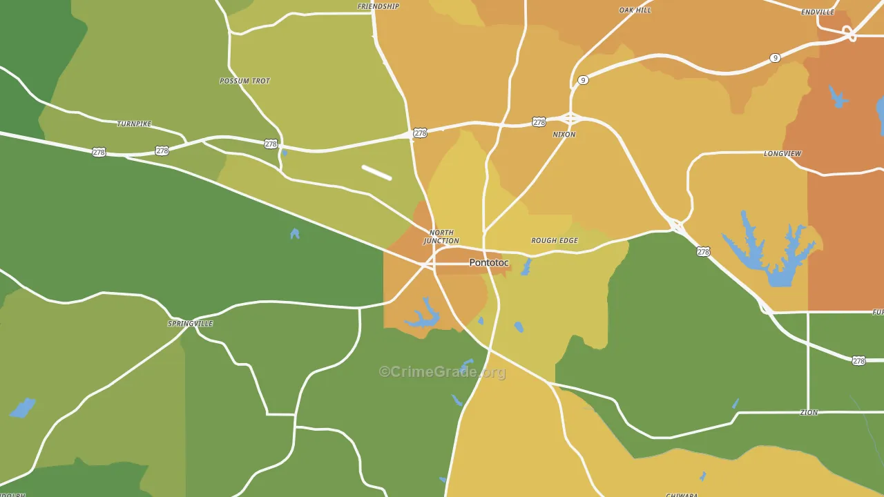 Pontotoc County, MS Map of Murder Rates