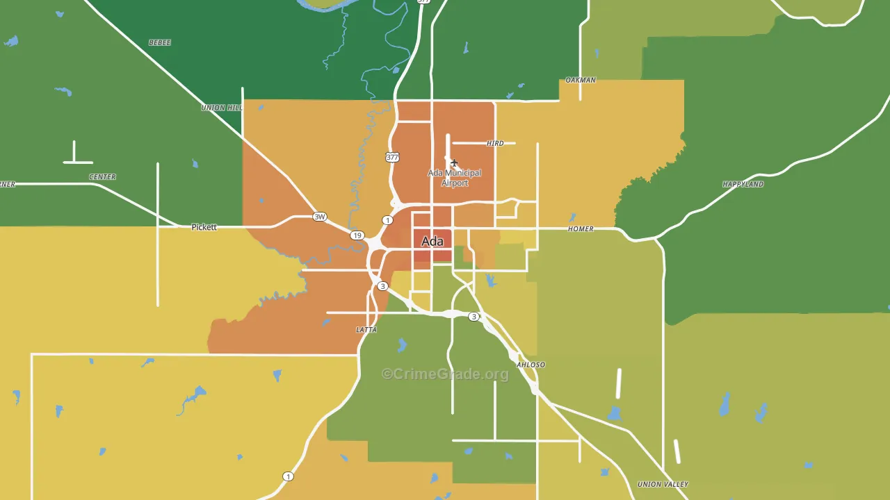 Pontotoc County, OK Map of Murder Rates