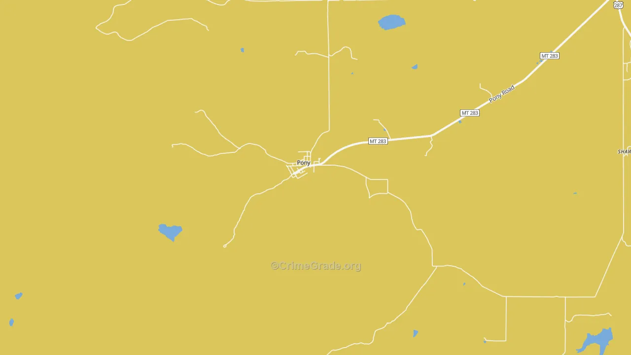 Pony, MT Map of Murder Rates