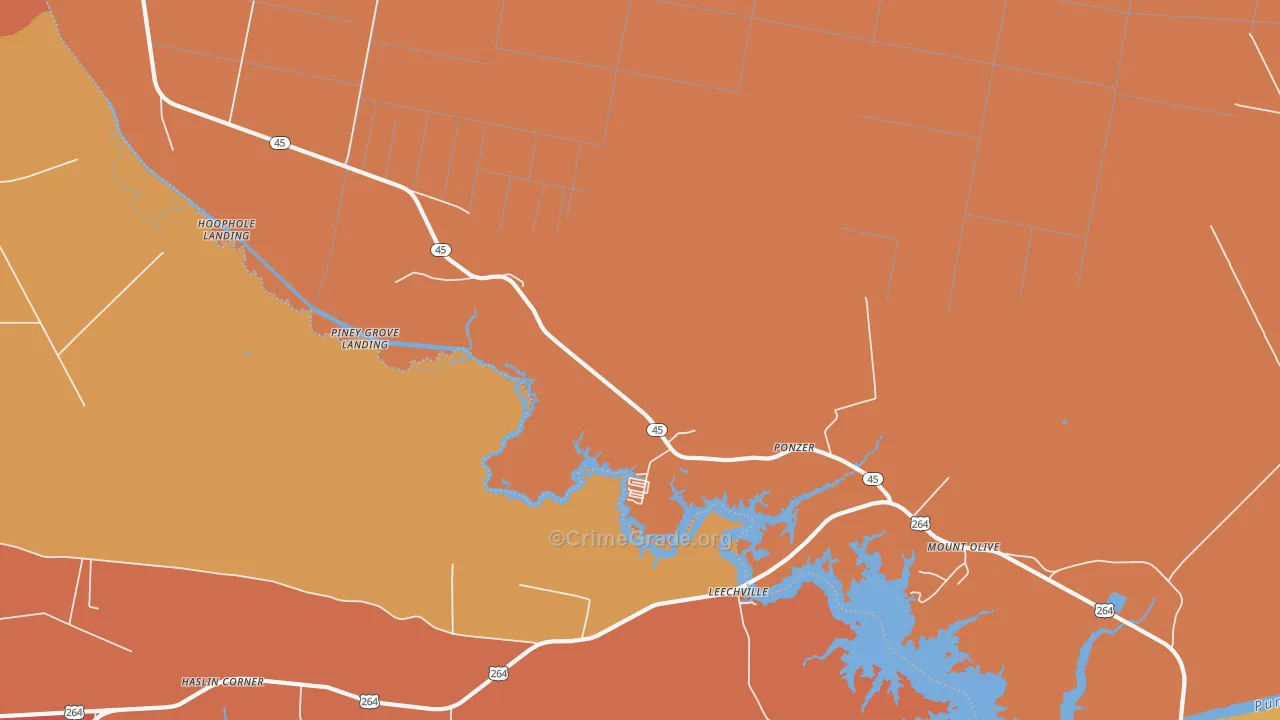 Ponzer, NC Map of Murder Rates