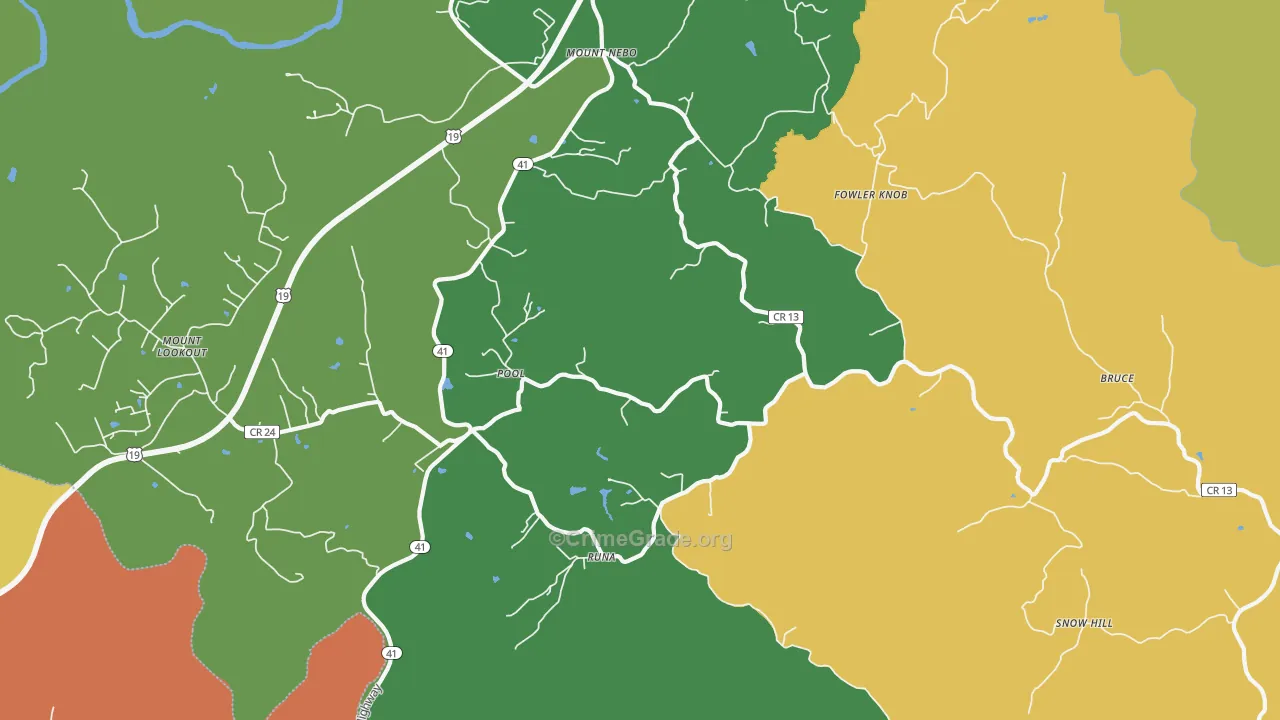 Pool, WV Map of Murder Rates