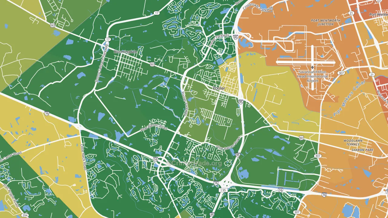 Pooler, GA Map of Murder Rates