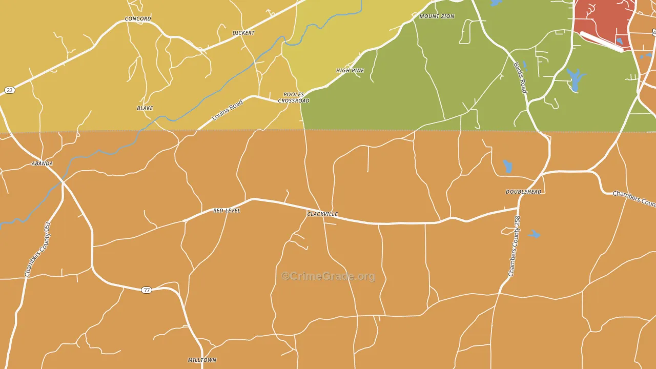 Pooles Crossroad, AL Map of Murder Rates
