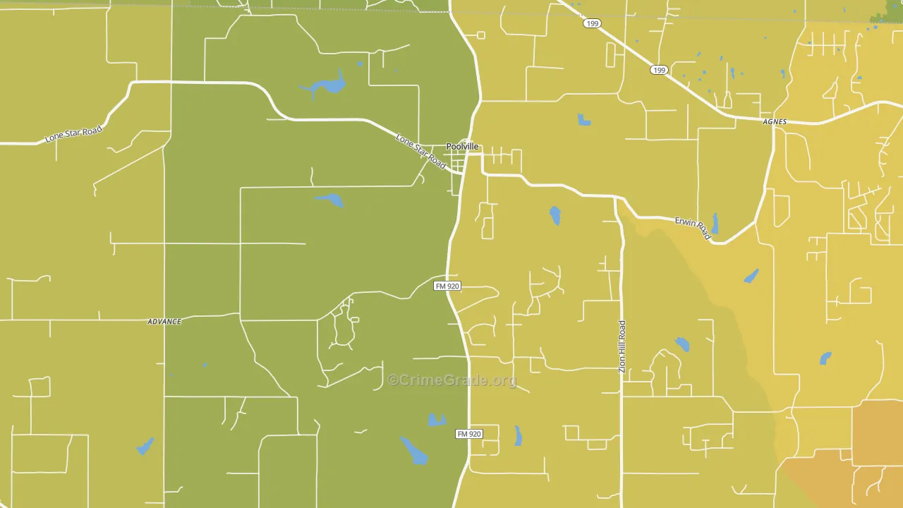 Poolville, TX Map of Murder Rates