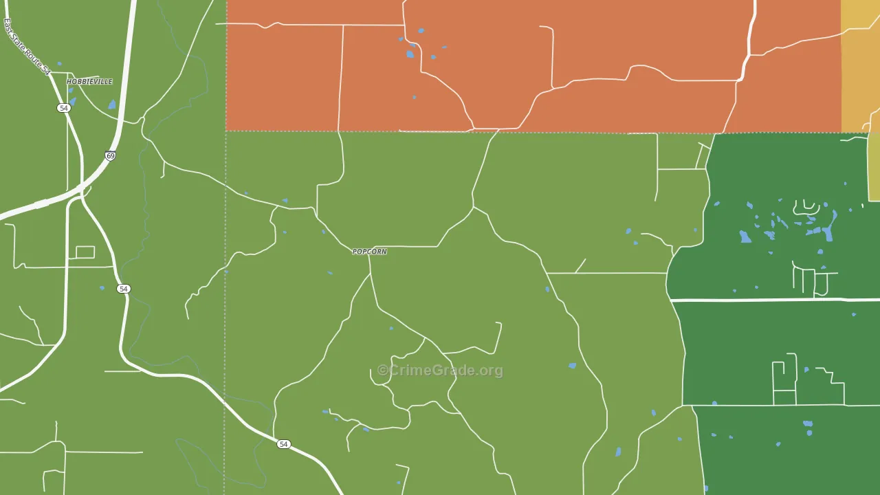 Popcorn, IN Map of Murder Rates