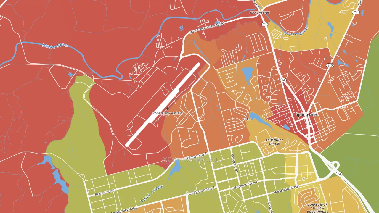 Pope Air Force Base, NC Map of Murder Rates
