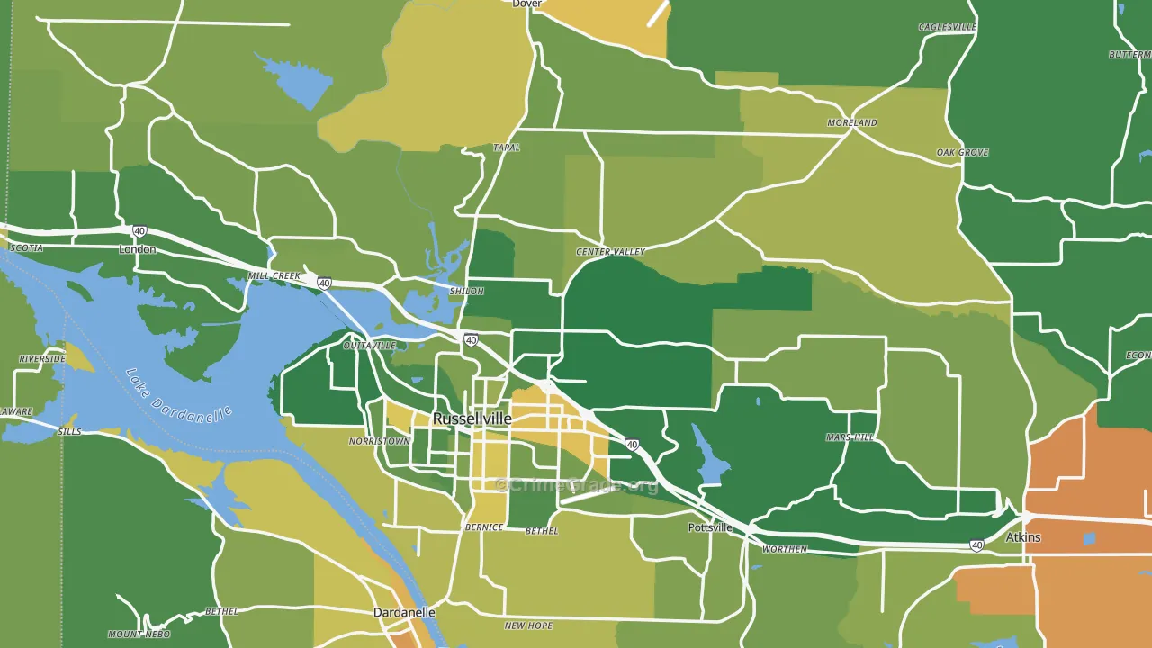 Pope County, AR Map of Murder Rates