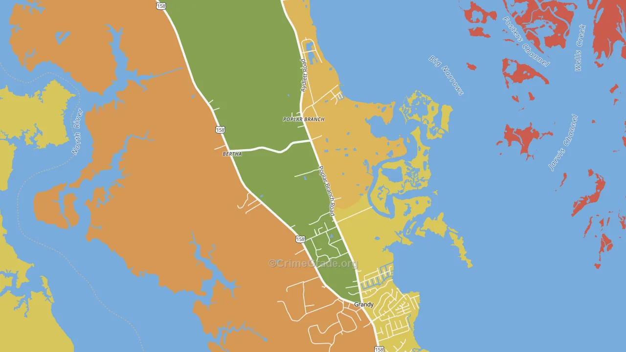 Poplar Branch, NC Map of Murder Rates