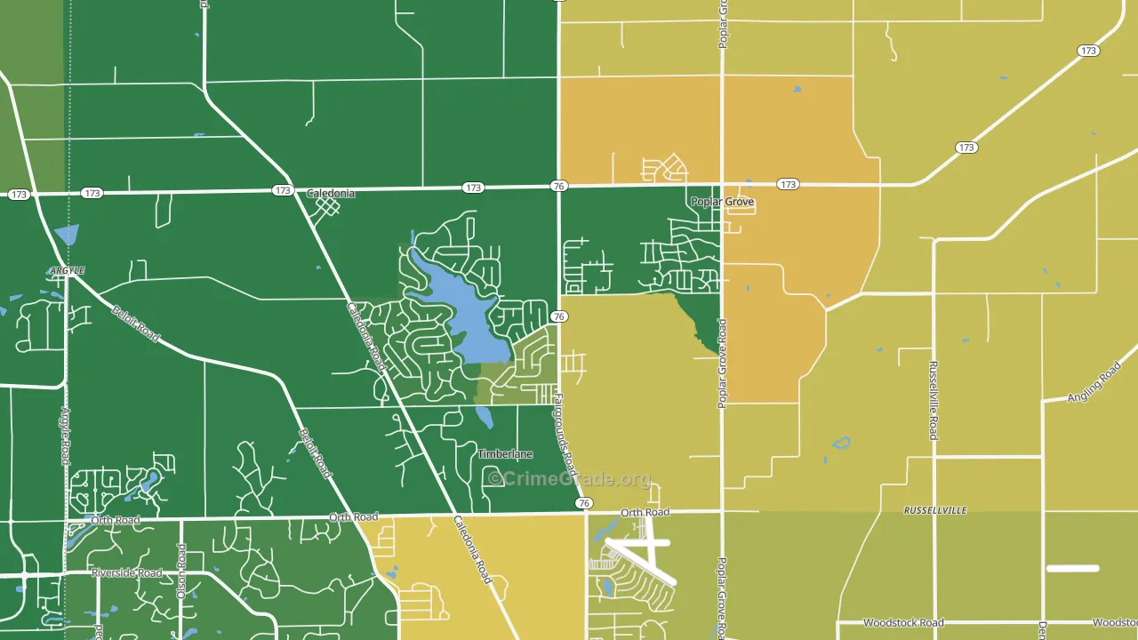 Poplar Grove, IL Map of Murder Rates