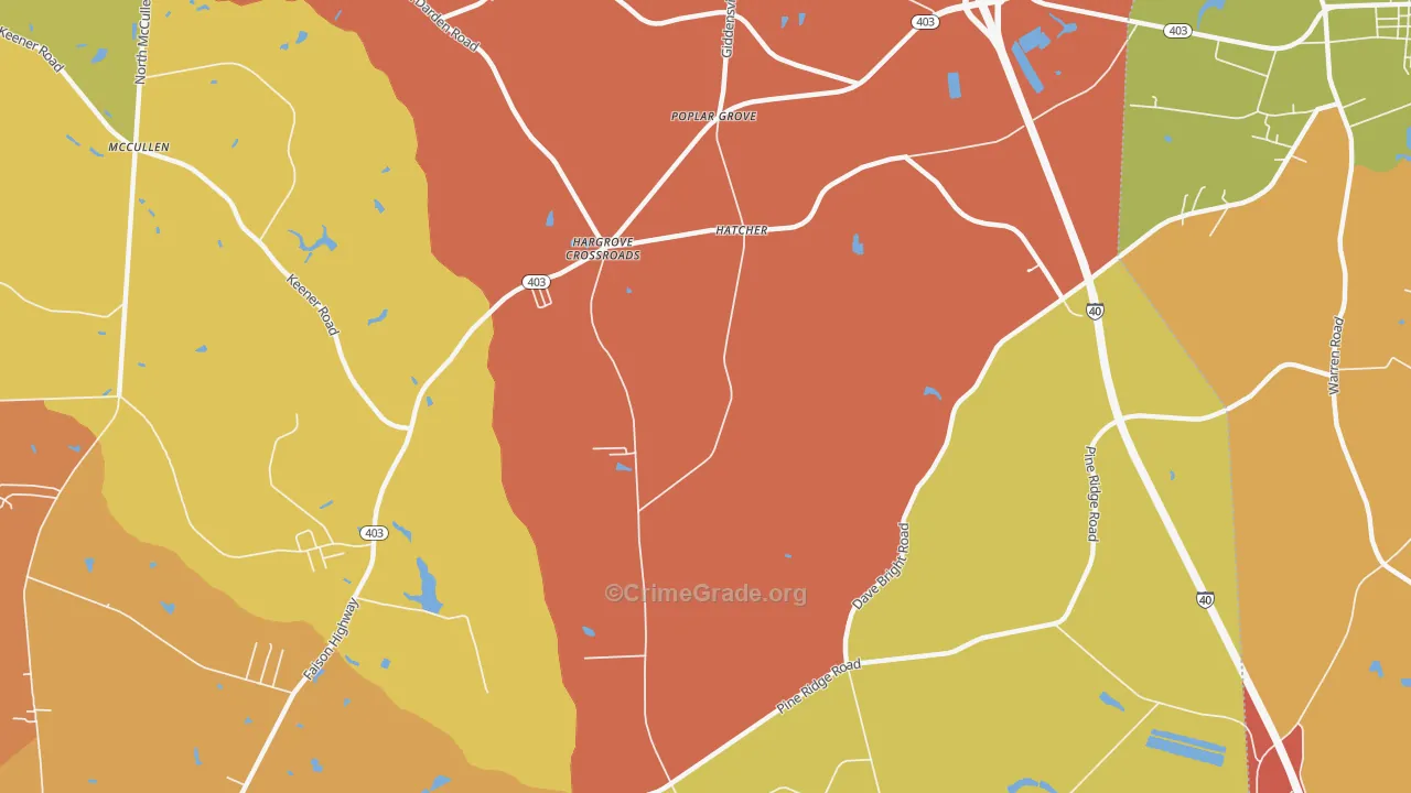 Poplar Grove, NC Map of Murder Rates