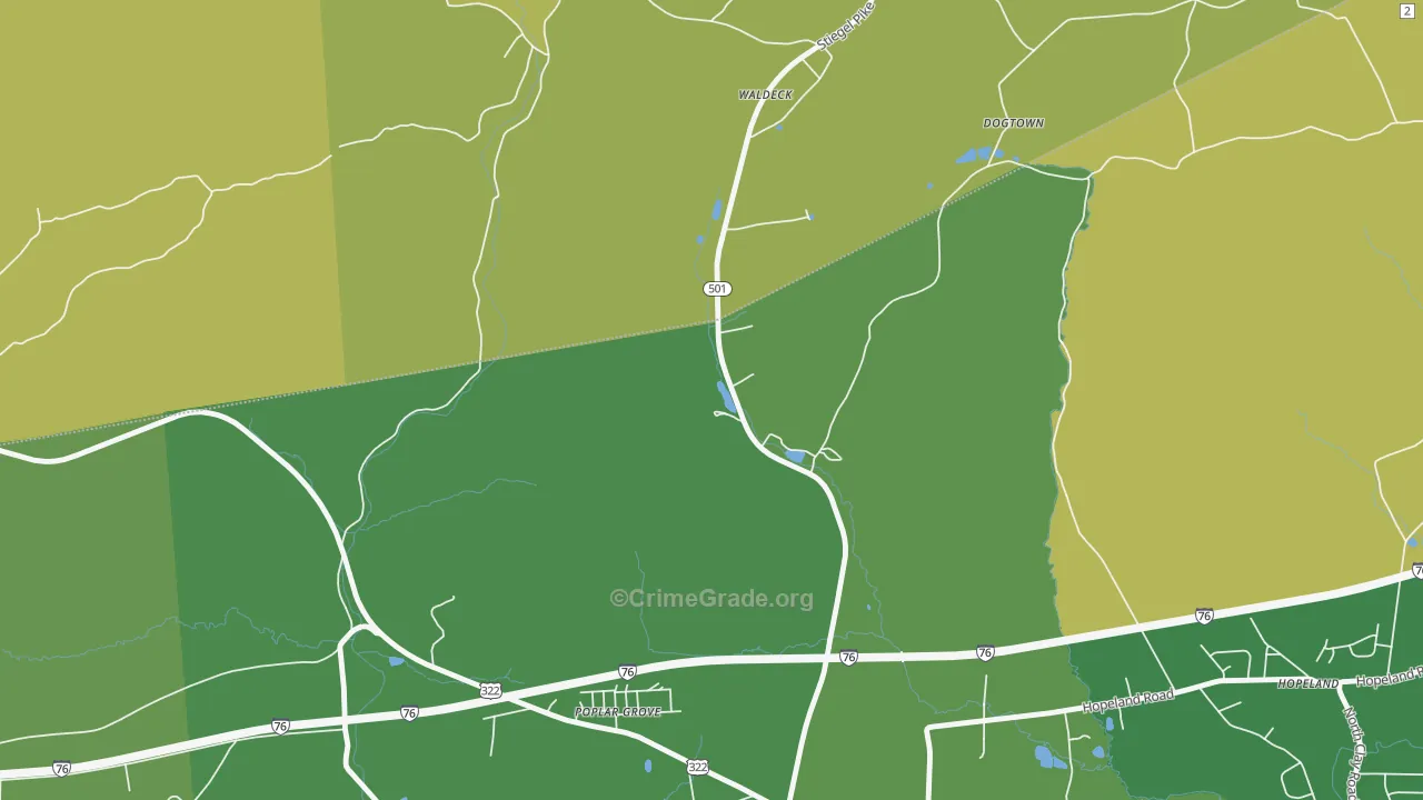 Poplar Grove, PA Map of Murder Rates