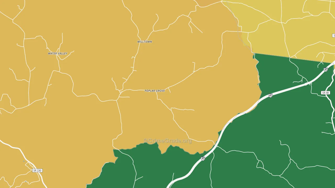 Poplar Grove, TN Map of Murder Rates