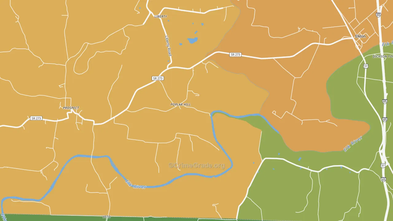 Poplar Hill, TN Map of Murder Rates