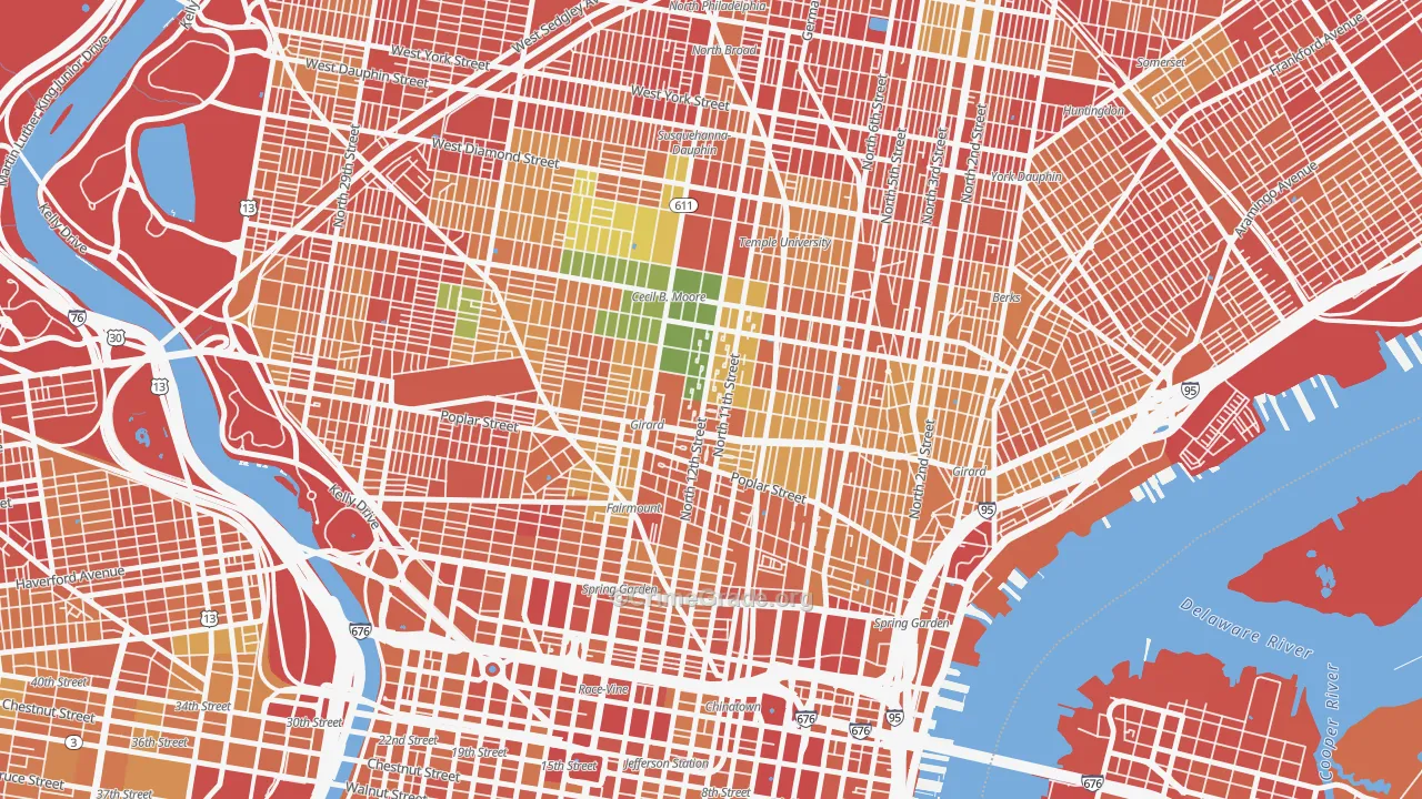 Poplar-Ludlow-Yorktowne, Philadelphia, PA Map of Murder Rates