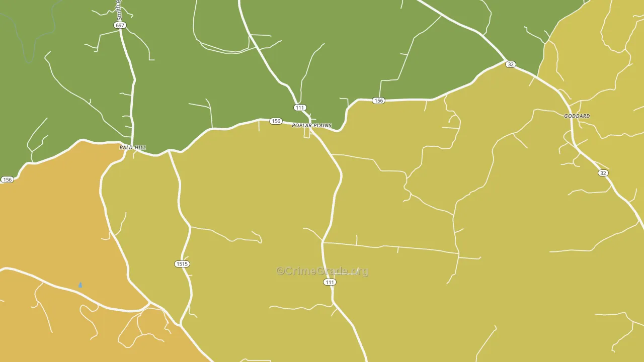 Poplar Plains, KY Map of Murder Rates