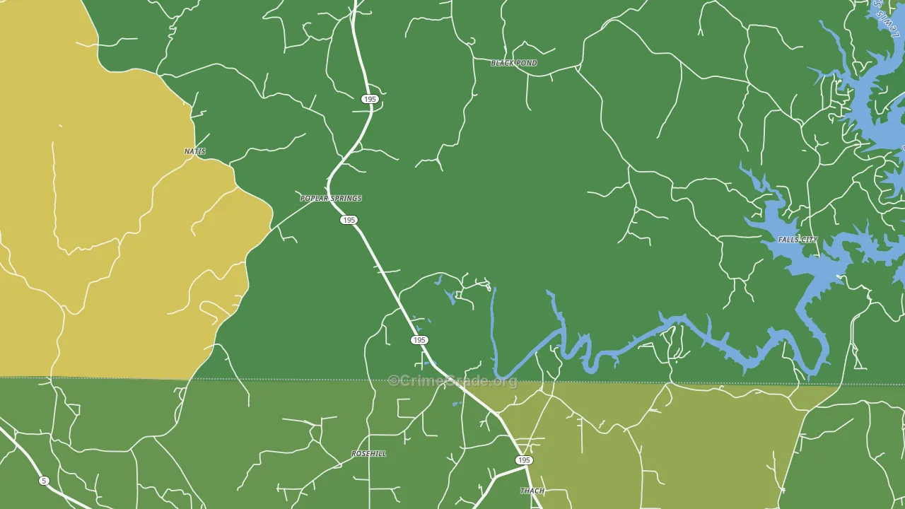 Poplar Springs, AL Map of Murder Rates