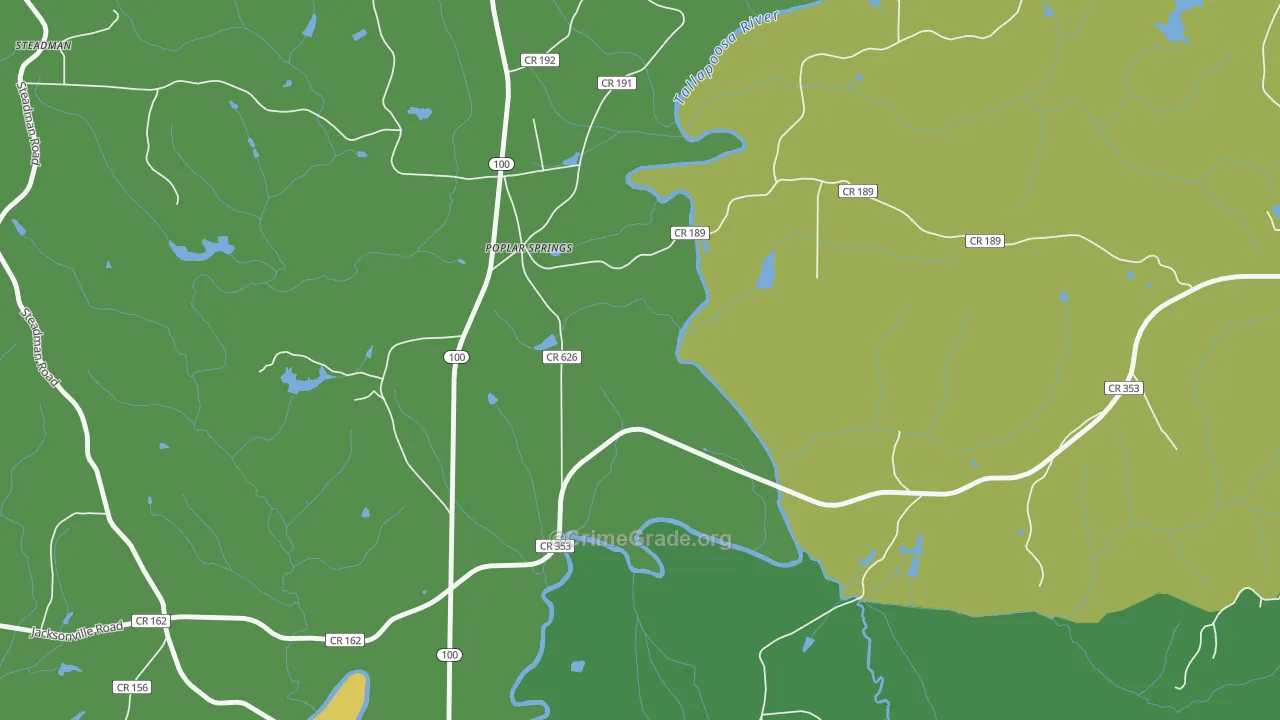 Poplar Springs, GA Map of Murder Rates