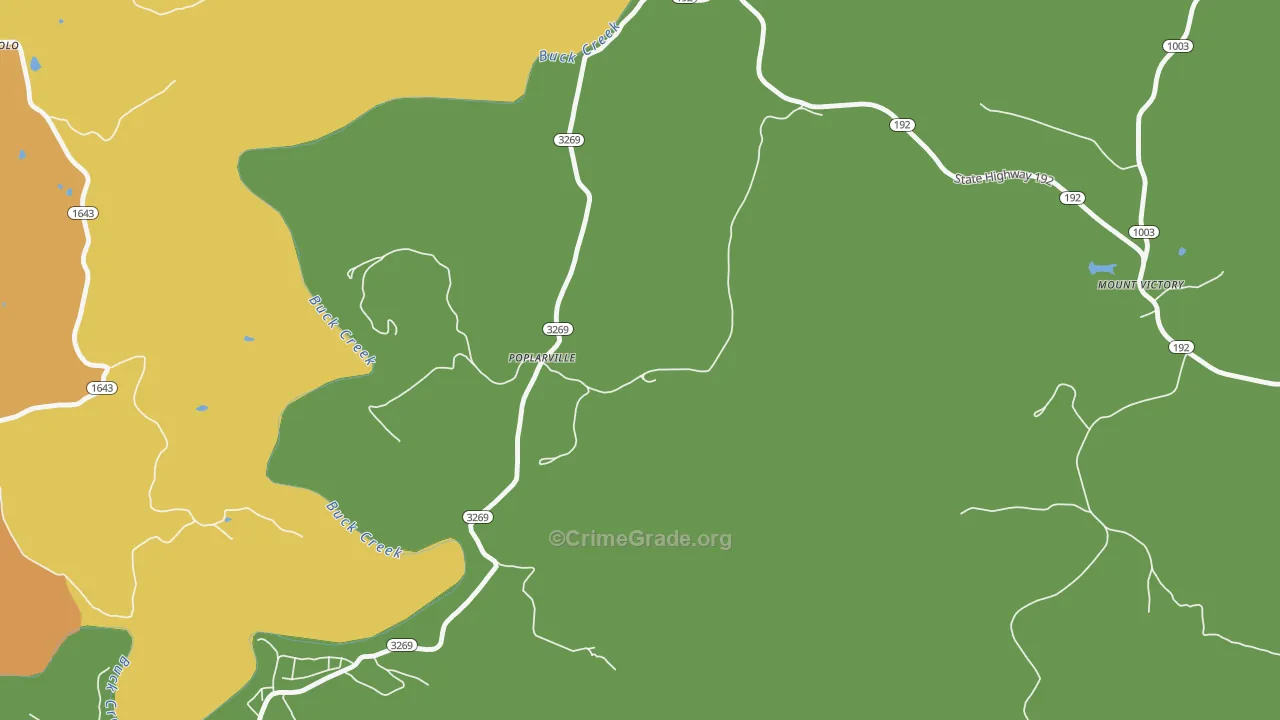 Poplarville, KY Map of Murder Rates