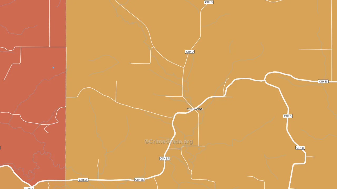 Porcupine, WI Map of Murder Rates