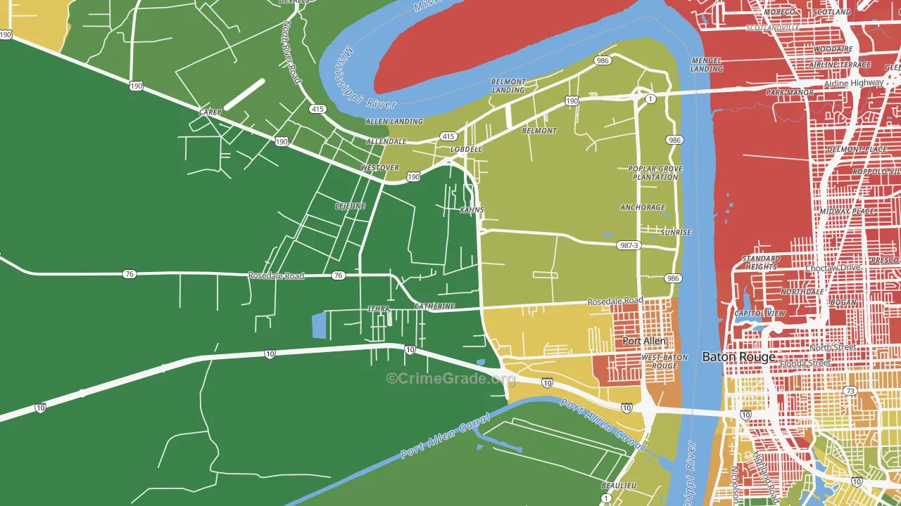 Port Allen, LA Map of Murder Rates