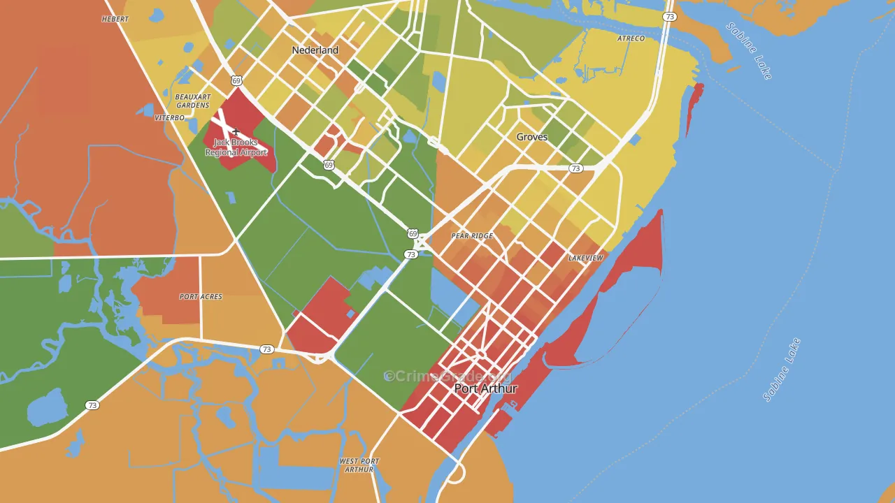 Port Arthur, TX Map of Murder Rates