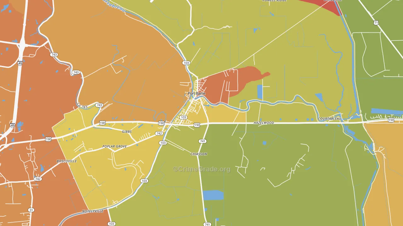 Port Barre, LA Map of Murder Rates