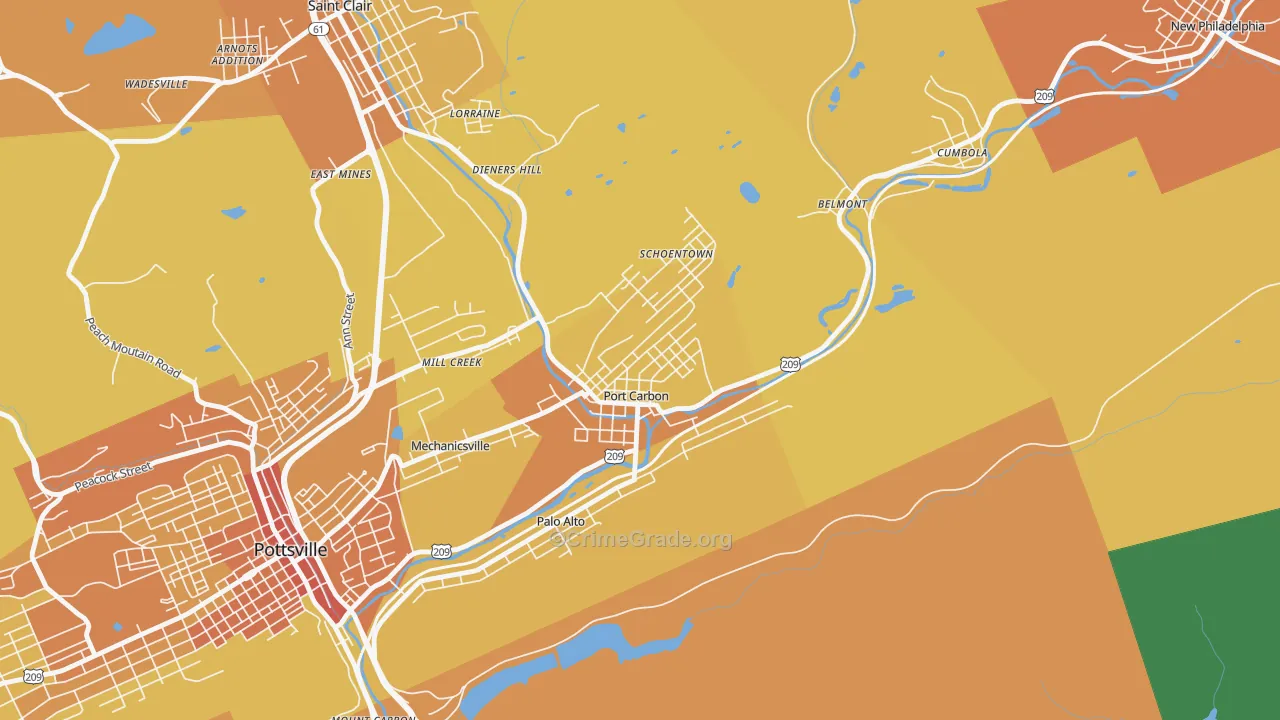 Port Carbon, PA Map of Murder Rates