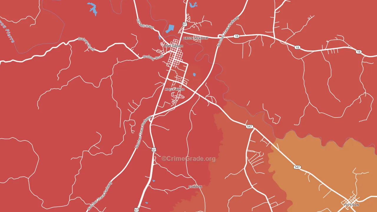 Port Gibson, MS Map of Murder Rates