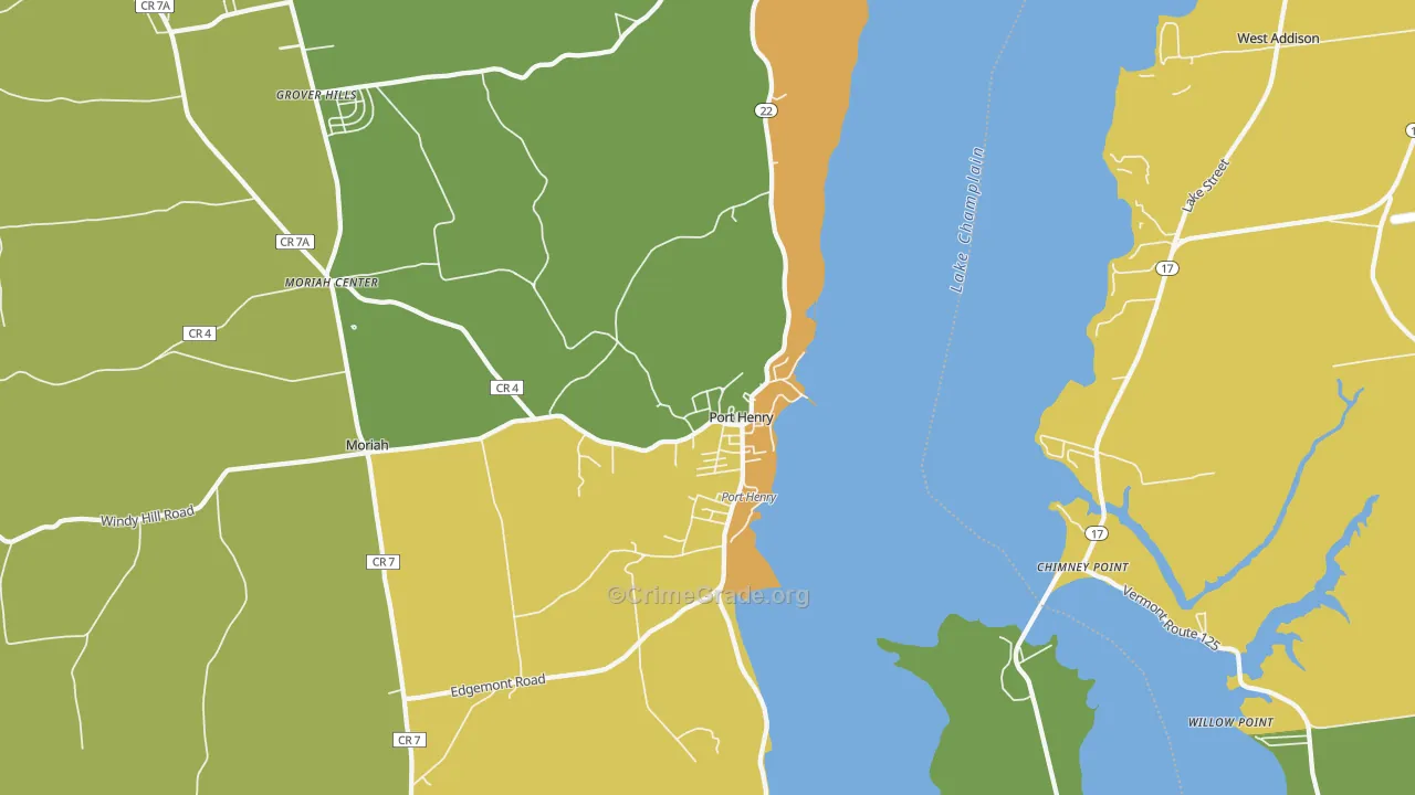 Port Henry, NY Map of Murder Rates