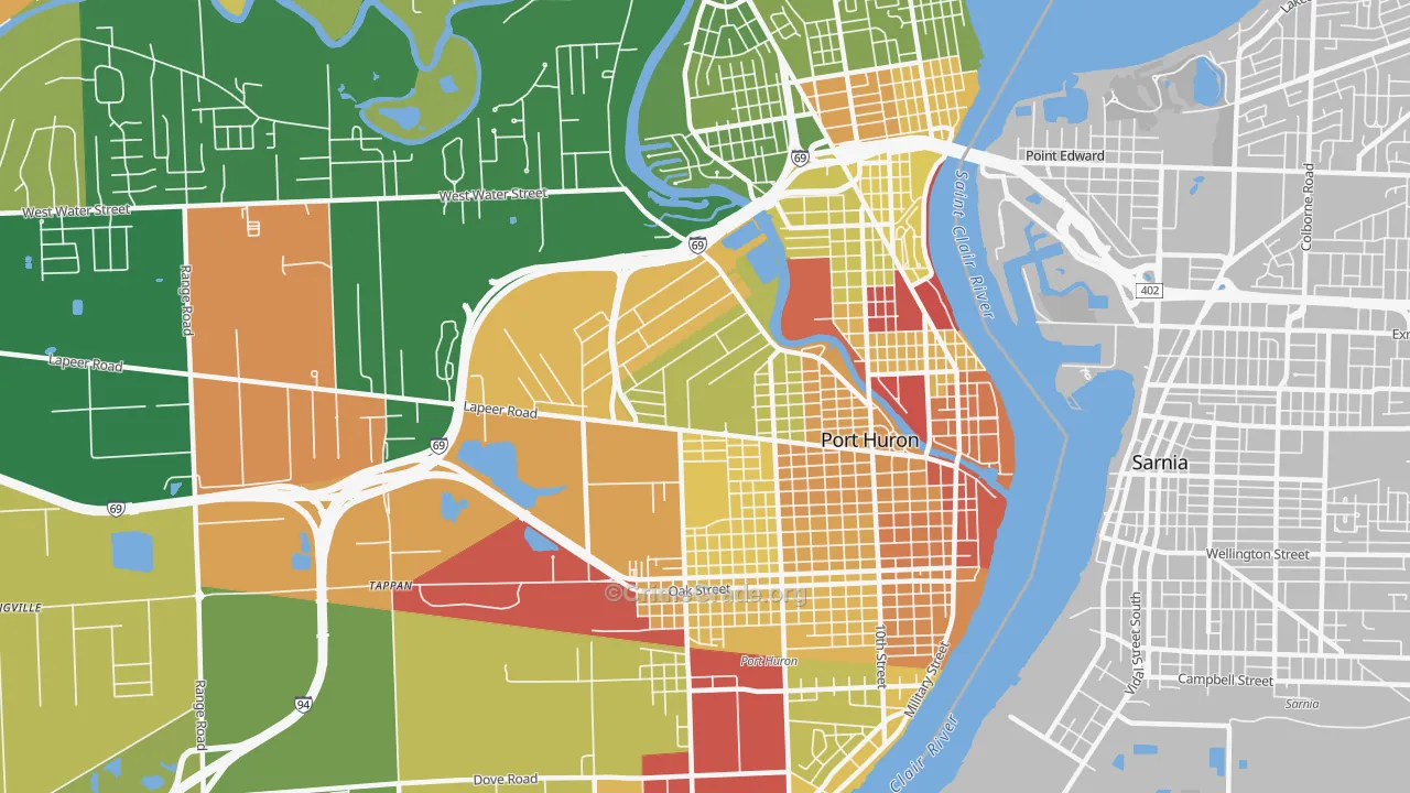 Port Huron, MI Map of Murder Rates