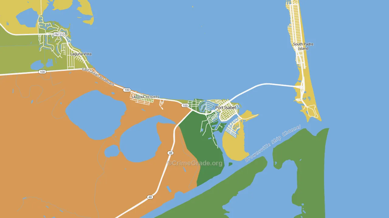 Port Isabel, TX Map of Murder Rates