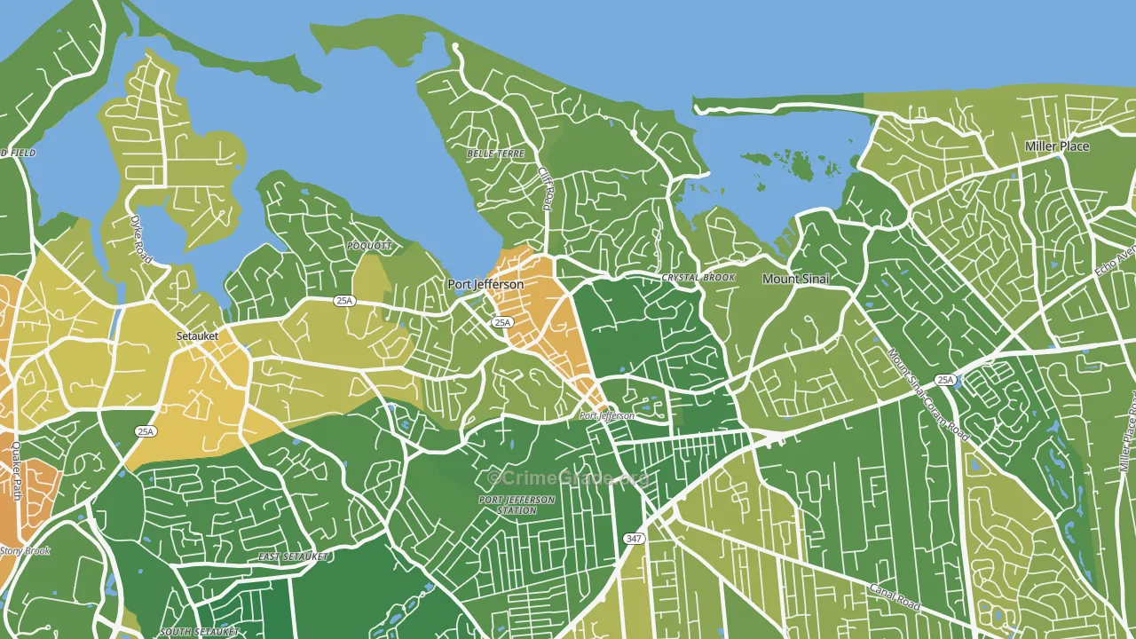 Port Jefferson, NY Map of Murder Rates