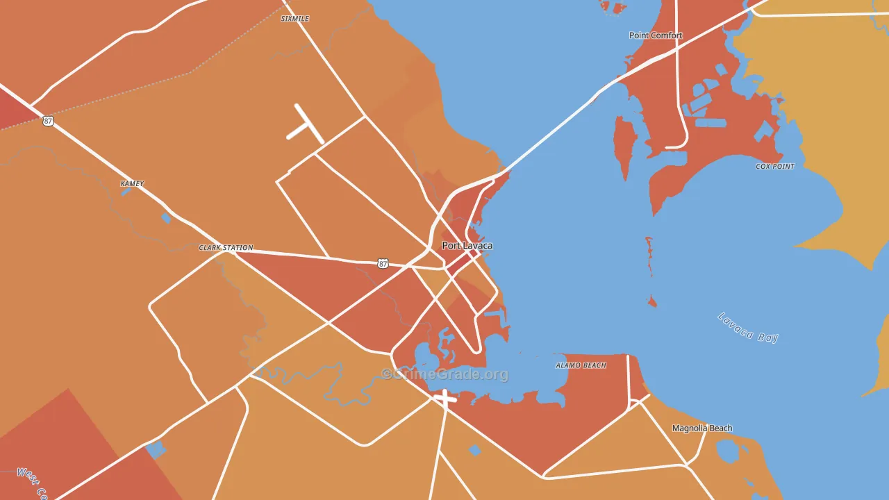 Port Lavaca, TX Map of Murder Rates